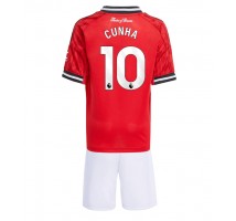 Manchester United Matheus Cunha #10 Koszulka Podstawowa dzieci 2025-26 Krótki Rękaw (+ krótkie spodenki)